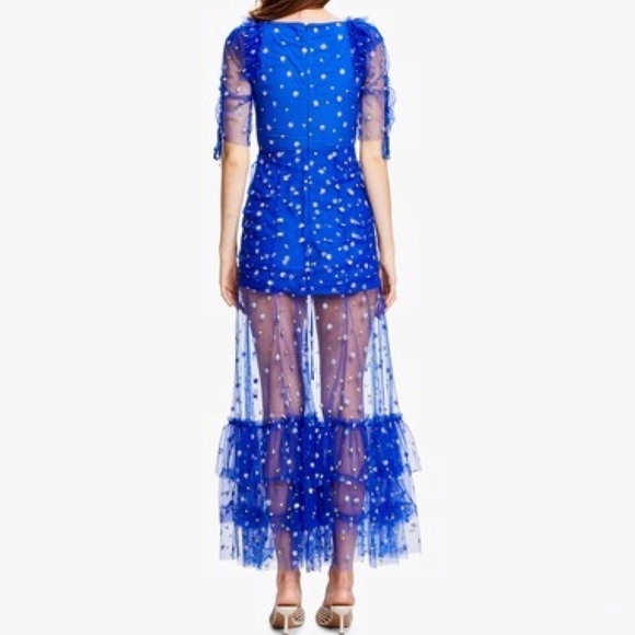 Alice McCall Royal Blue Mood For Love Midi Dress Floral Glitter Tiered Skirt NWT - Picture 2 of 11